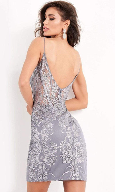 Jovani - 04699 Fitted Short Dress with Illusion Embellished Corset Bodice - Prom