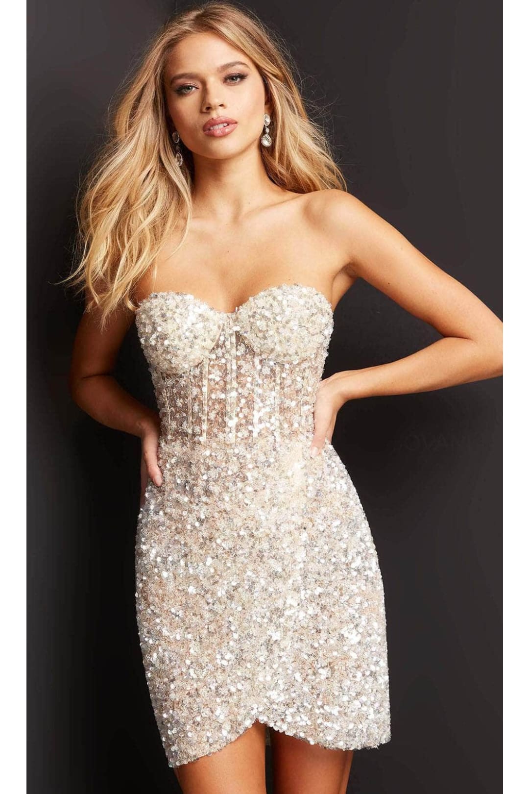 Jovani 04914 - Strapless Sequin Sheath Cocktail Dress - Prom