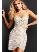Jovani 04914 - Strapless Sequin Sheath Cocktail Dress