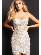 Jovani 04914 - Strapless Sequin Sheath Cocktail Dress