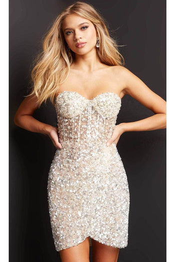 Jovani 04914 - Strapless Sequin Sheath Cocktail Dress - Prom