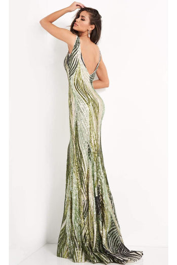 Jovani 05103 - Glamorous Sequin Plunging V-Neck Junior Prom Gown - Prom