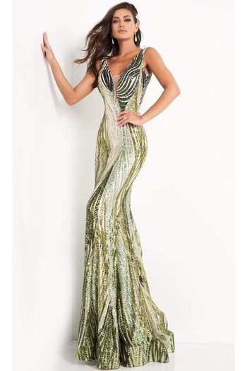 Jovani 05103 - Glamorous Sequin Plunging V-Neck Junior Prom Gown - Prom