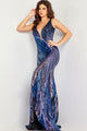 Jovani 05103 Sleeveless Sequin Appliqued Sheer Mesh Insert Prom Gown - Dress