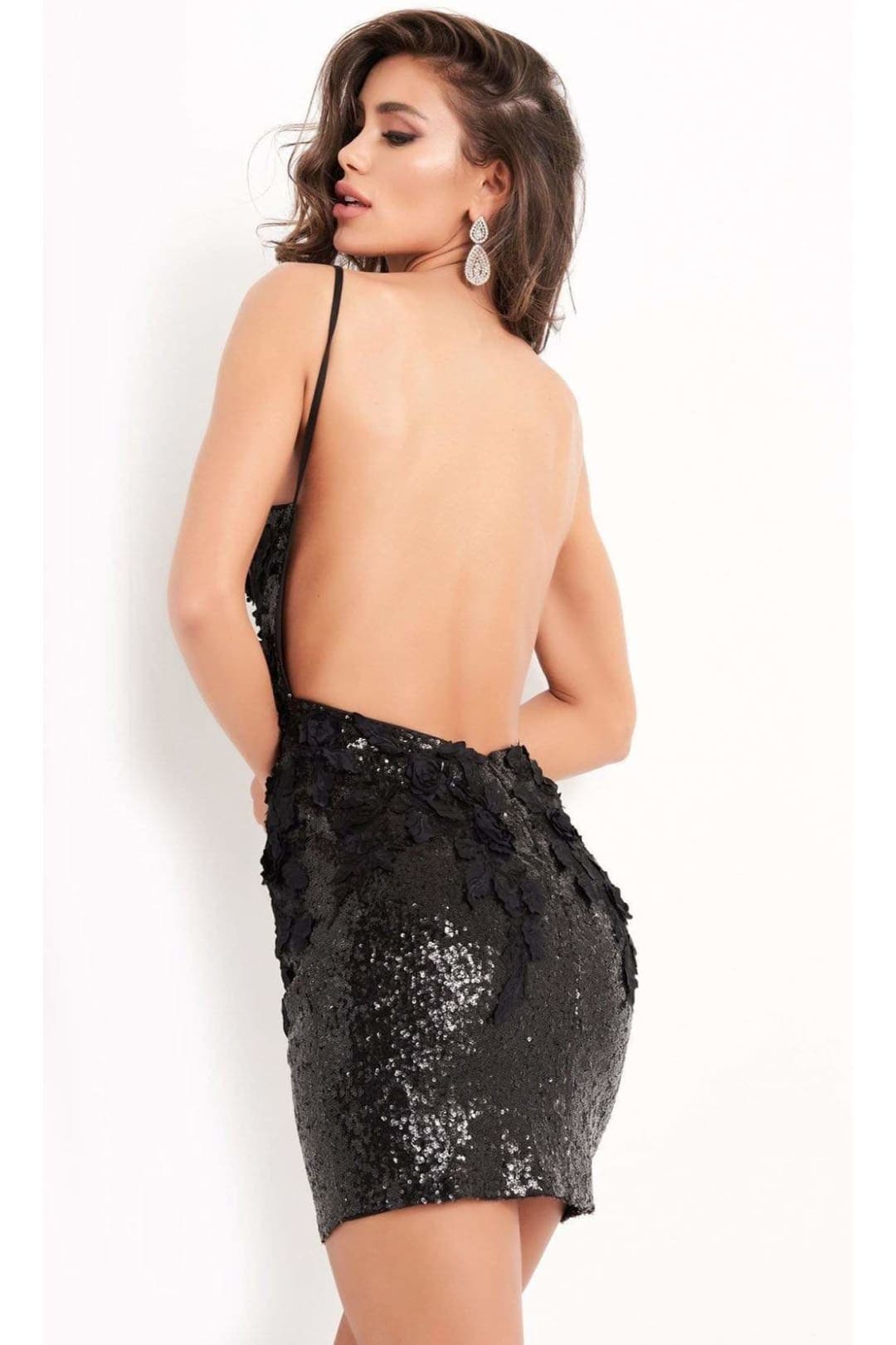 Jovani 05282 Sexy Backless Sequined Mini Bodycon Dress