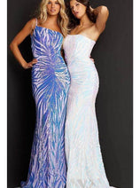 Jovani 05664 One Shoulder Iridescent Sequined Fitted Prom Dress