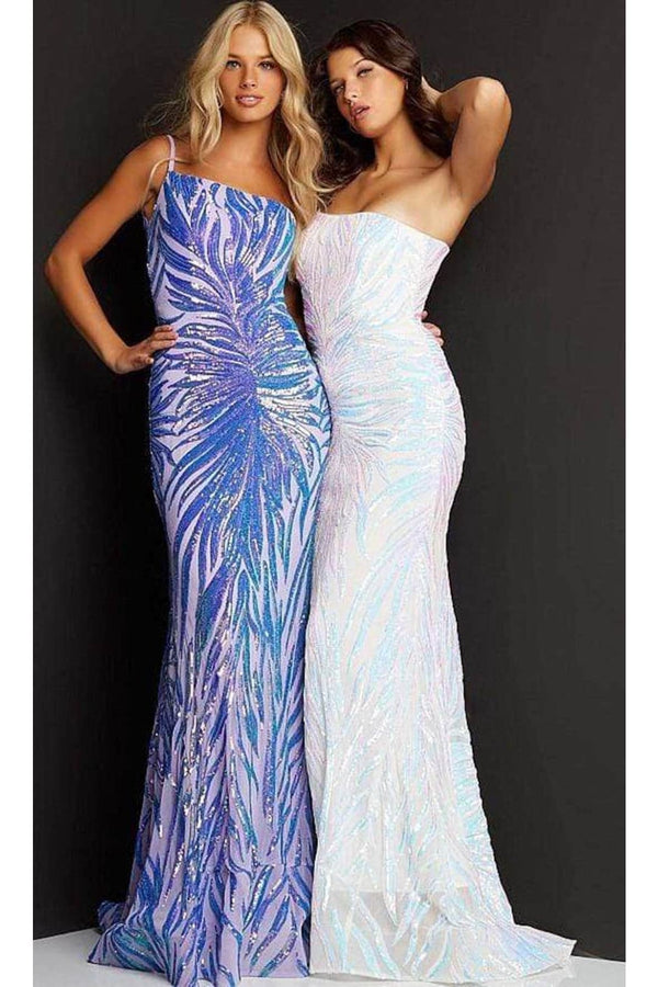 Jovani 05664 One Shoulder Iridescent Sequin Fitted Prom Dress - Dress