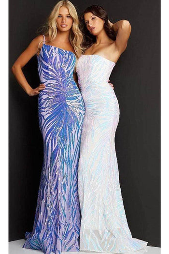 Jovani 05664 One Shoulder Iridescent Sequin Fitted Prom Dress - Dress