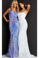 Jovani 05664 One Shoulder Iridescent Sequin Fitted Prom Dress - Dress