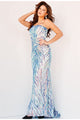 Jovani 05664 One Shoulder Iridescent Sequin Fitted Prom Dress - Dress