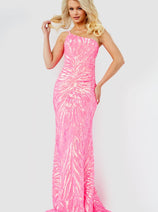 Jovani 05664 One Shoulder Iridescent Sequined Fitted Prom Dress