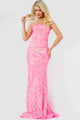 Jovani 05664 One Shoulder Iridescent Sequin Fitted Prom Dress - Dress