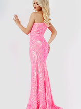 Jovani 05664 One Shoulder Iridescent Sequined Fitted Prom Dress