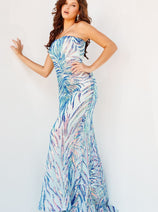 Jovani 05664 One Shoulder Iridescent Sequined Fitted Prom Dress