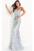 Jovani 05664 One Shoulder Iridescent Sequin Fitted Prom Dress - MINT/MULTI / 00 - Dress