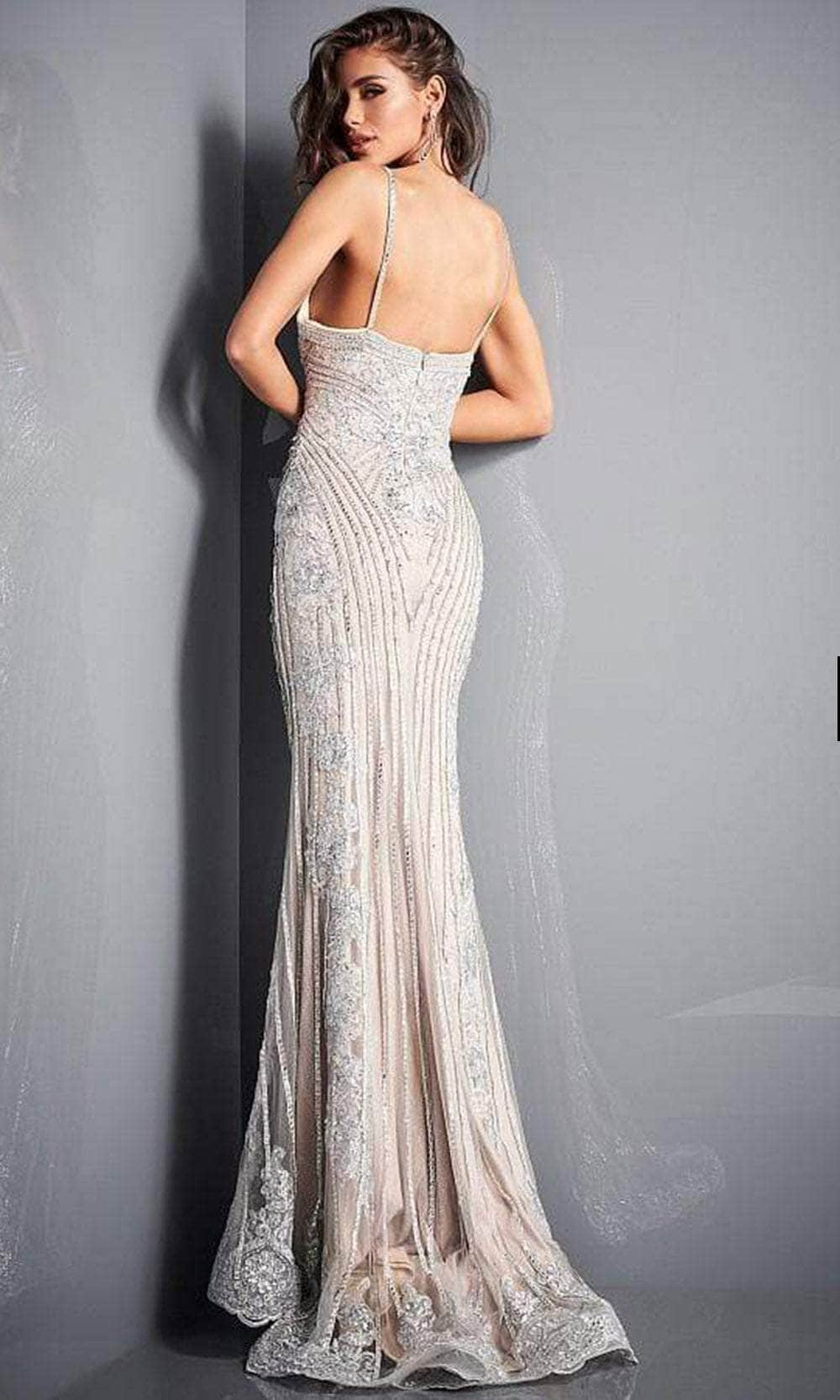 Jovani 05752 - Beaded Mermaid Gown with Plunging V-Neck - Prom