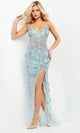 Jovani 05872 - Beaded Junior Prom Dress with Plunging V-Neck and Side Slit - Prom