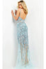 Jovani 05872 Spaghetti Strap Sheer Beaded Applique Slit Prom Dress - Dress