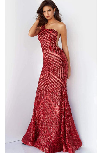 Jovani - 06017 Geometric Sequined Gown - Prom