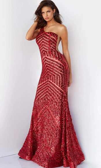 Jovani - 06017 Geometric Sequined Gown - Prom