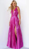 Jovani 06220 - Metallic Gown with Pleats and High Slit. - Prom