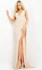 Jovani 06276 - Jewel-Trimmed High Slit Sheath Dress - Prom