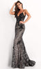 Jovani 06438 - Spaghetti Strap V-Neck Lace Mermaid Gown - Prom