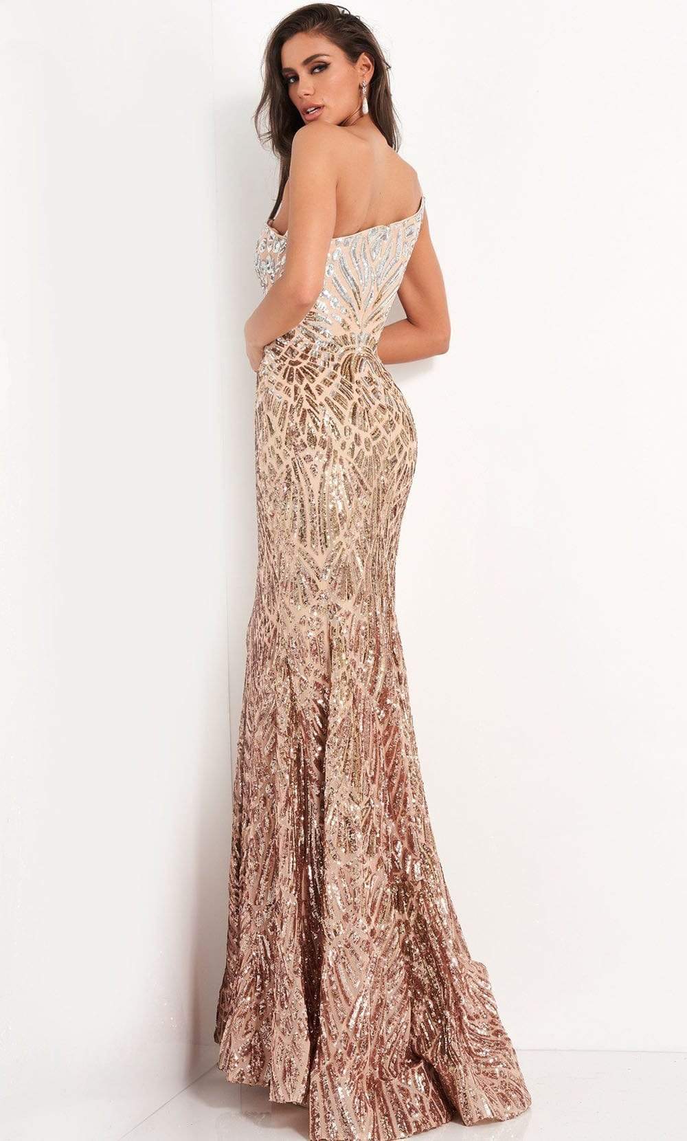 Jovani - 06469 Sequined Modest Prom Trumpet Dress - Prom