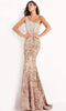 Jovani - 06469 Sequined Modest Prom Trumpet Dress - Prom