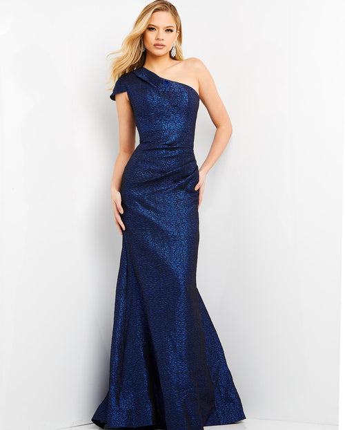 Jovani - 06751 One Shoulder Metallic Jacquard Junior Prom Dress - Prom