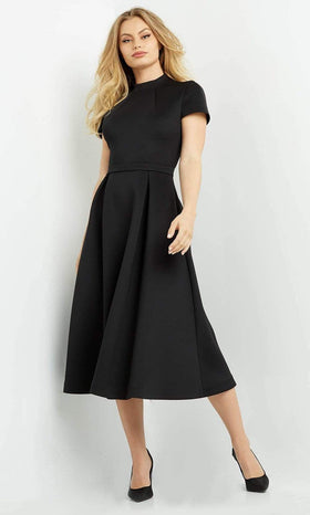 Jovani - 06782 High Neck Tea-Length A-Line Dress