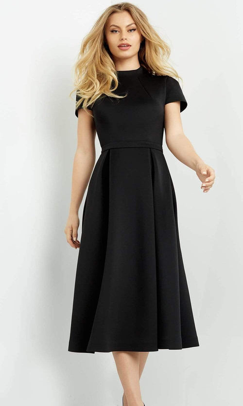 Jovani - 06782 High Neck Tea-Length A-Line Dress - Prom
