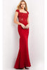 Jovani - 06825 Square Neck Lace Sheath Evening Gown - Prom