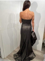 Jovani - 06867 Metallic Jacquard Asymmetric Neck Evening Gown