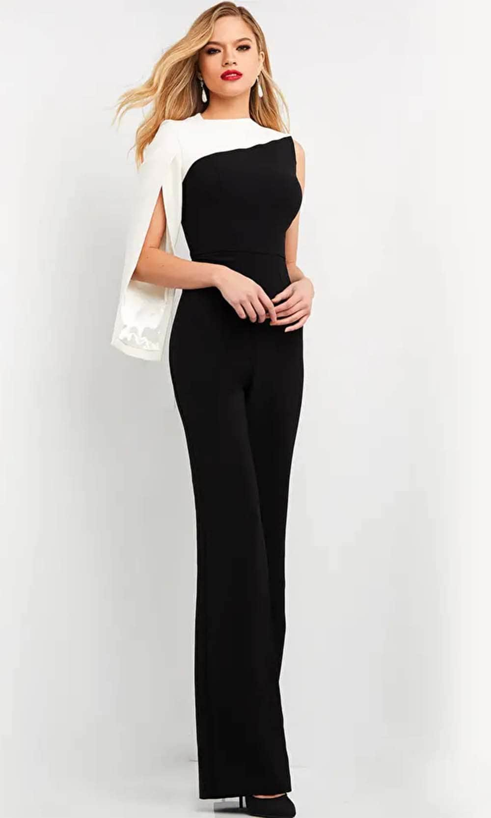 Jovani 06875 - One-Long Sleeve High Neck Jumpsuit