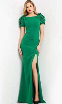 Jovani 07011 - Bateau Neck Dress with Modest Slit - Prom