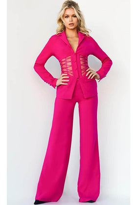 Jovani 07227 - Two Piece Sheer Waist Jumpsuit