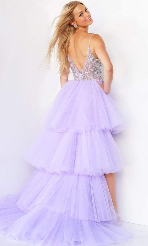 Jovani 07231 High-Low Tulle Gown with Beaded Accents - Prom
