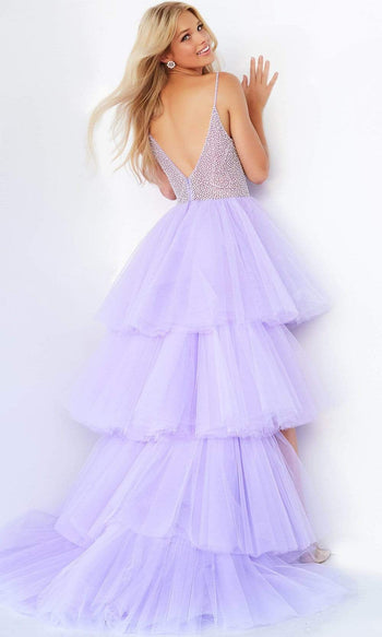 Jovani 07231 High-Low Tulle Gown with Beaded Accents - Prom