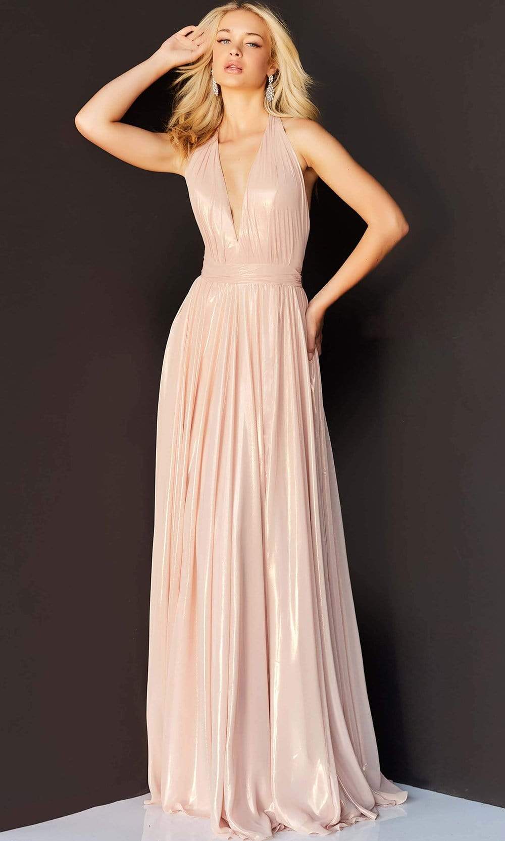 Jovani 07247 - Cascading Panel Gown with Plunging Halter Neck. - Prom