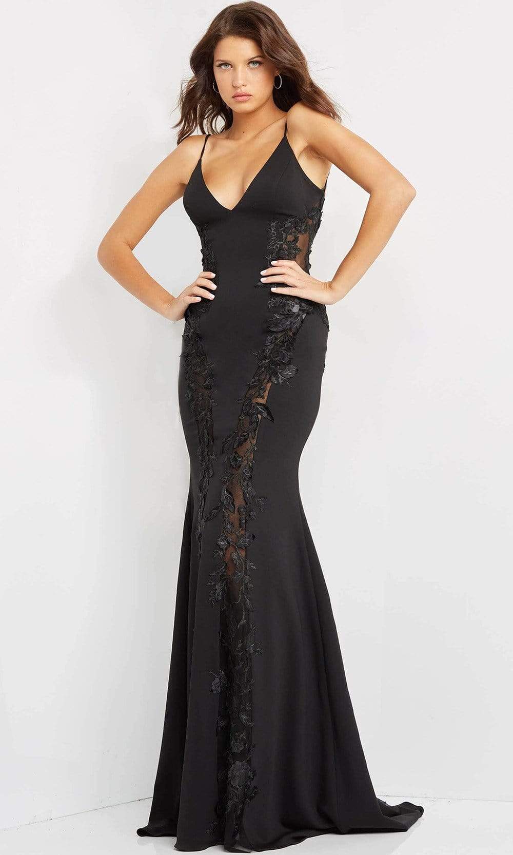 Jovani - 07296 Illusion Embroidered Mermaid Gown