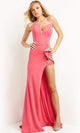 Jovani 07323 - Crystal Beaded Prom Dress with Plunging Neckline and High Slit - Prom