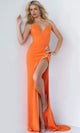 Jovani 07323 - Crystal Beaded Prom Dress with Plunging Neckline and High Slit - Prom