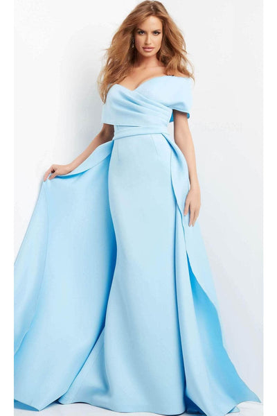 Jovani 07443 - Draped Off Shoulder Overskirt Evening Dress - Prom