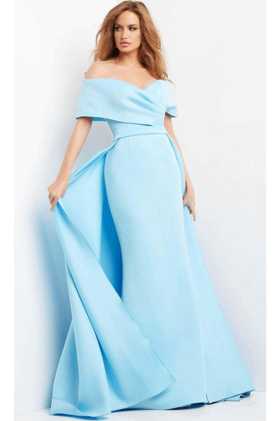 Jovani 07443 - Draped Off Shoulder Overskirt Evening Dress - Prom