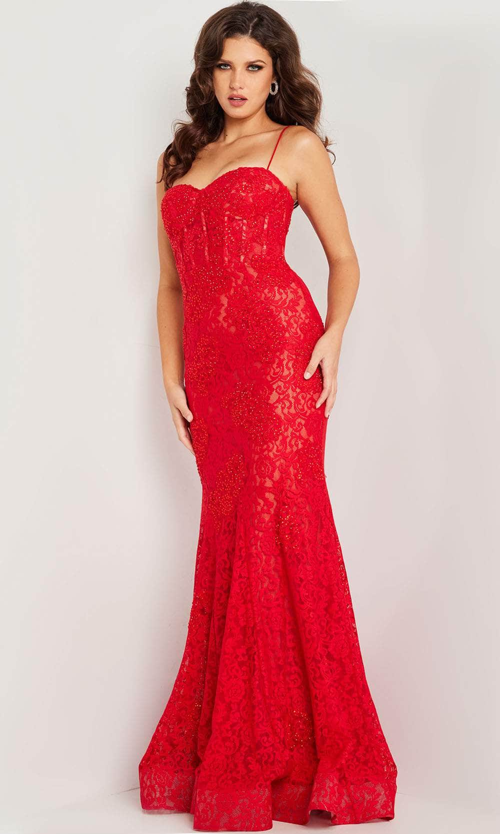 Jovani 07499 - Lace Mermaid Prom Dress with Bustier Bodice - Prom