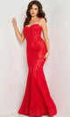 Jovani 07499 - Lace Mermaid Prom Dress with Bustier Bodice - Prom