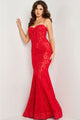 Jovani 07499 Dainty Strap Heat Set Stone Corset Mermaid Evening Gown - Dress