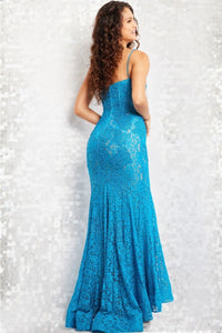 Jovani 07499 Dainty Strap Heat Set Stone Corset Mermaid Evening Gown - Dress