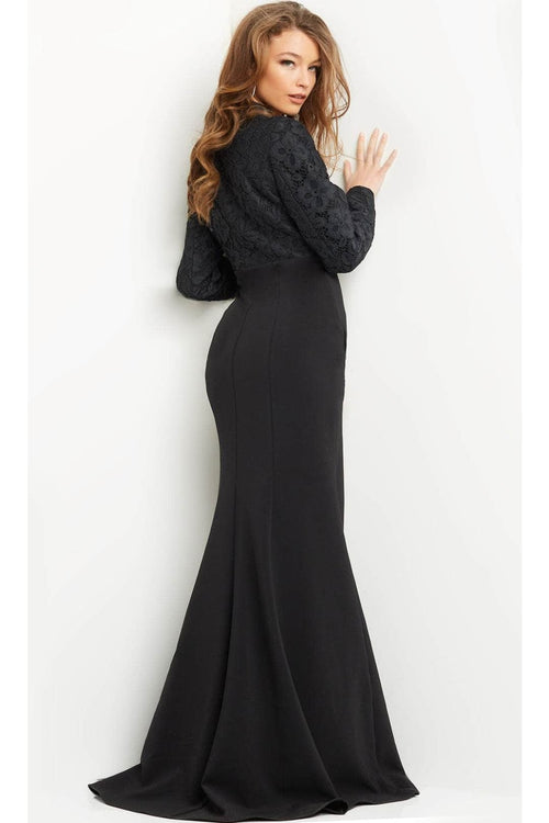 Jovani 07552 - V-Neck Front Slit Evening Gown - Prom